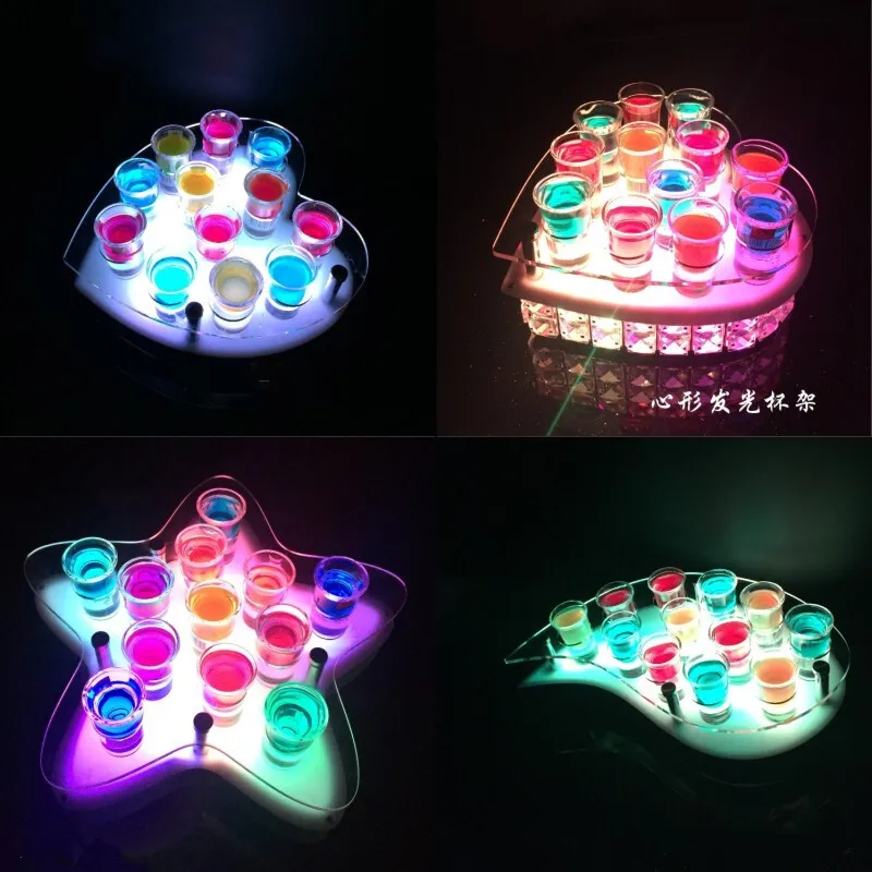 Airplane Shape LED Cocktail Glass Holder Rechargeable Shot Glass and Wine Rack for Bars KTVs and Wedding Party Decorations