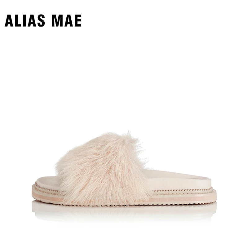 

ALIAS MAE PARRY Plush 2023 Summer New Women's Dress Flat Bottom Open Toe Beach Pure Handmade Brand Slippers