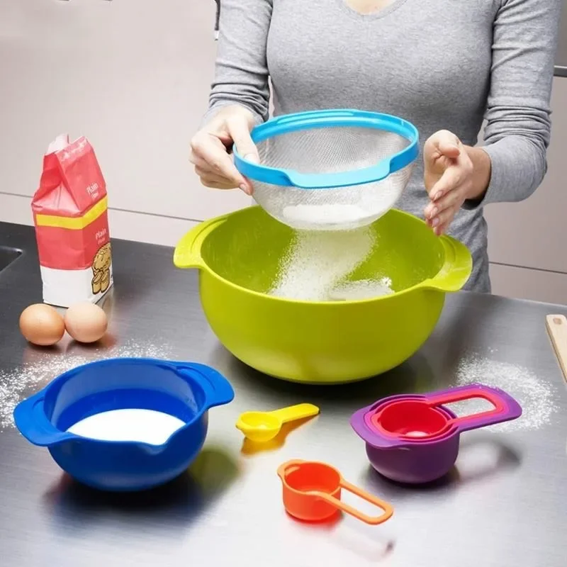 Mixing Bowls Set Nesting Stackable Measuring Cup Salad Cooking Baking Tool  8 pcs