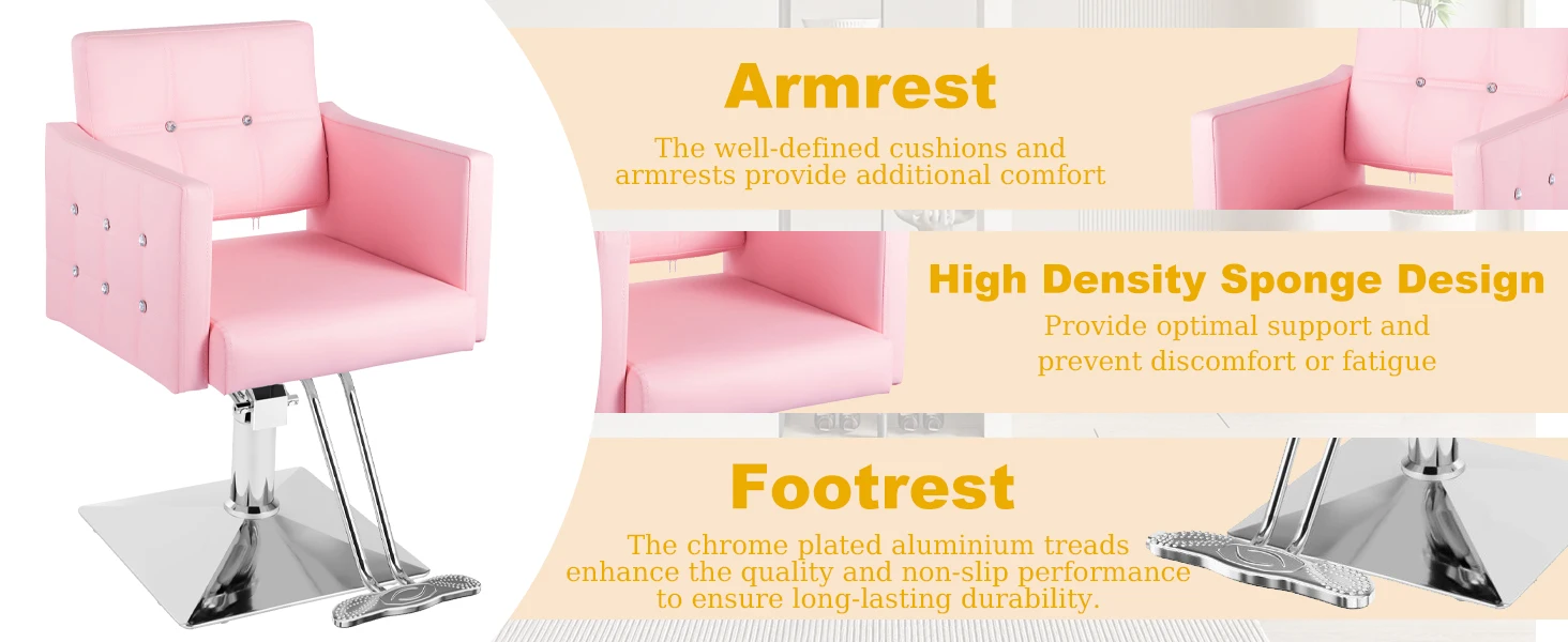 Description Picture 3 of itemPink Salon for ,Barber Chari Hair ,Stylist Chair with Heavy Duty Hydraulic Pump,360 Degrees Swivel,Beauty