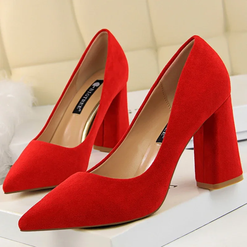 

Shoes Thick Heel Woman Pumps Women Heels Office Shoes Pointed Toe High Heels Wedding Shoes Female Heel