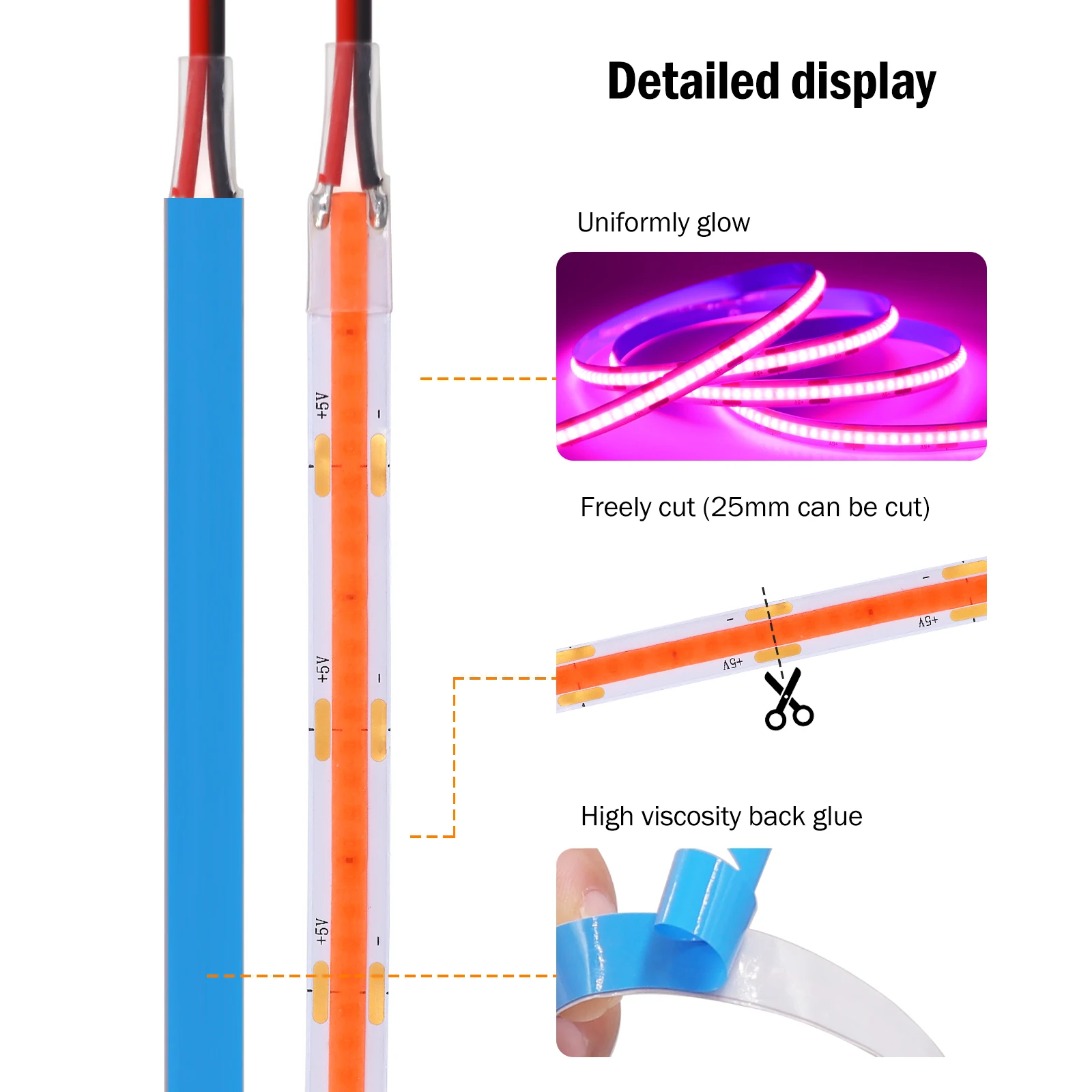 5V USB COB Led Strip Light 320LEDs/m Flexible Diode Tape Sed923445f1d141bdb2b113438658df72W
