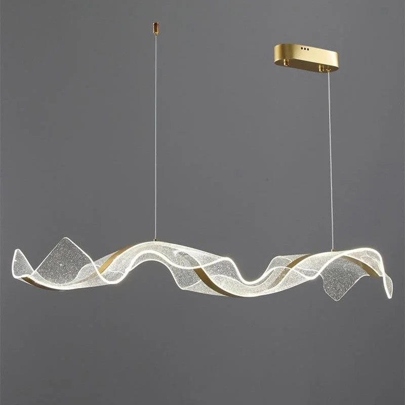 Modern Simple Luxury Designer Wave Led Pendant Lamp Creative Art Acrylic Restaurant Kitchen Chandelier Home Decoration Lighting