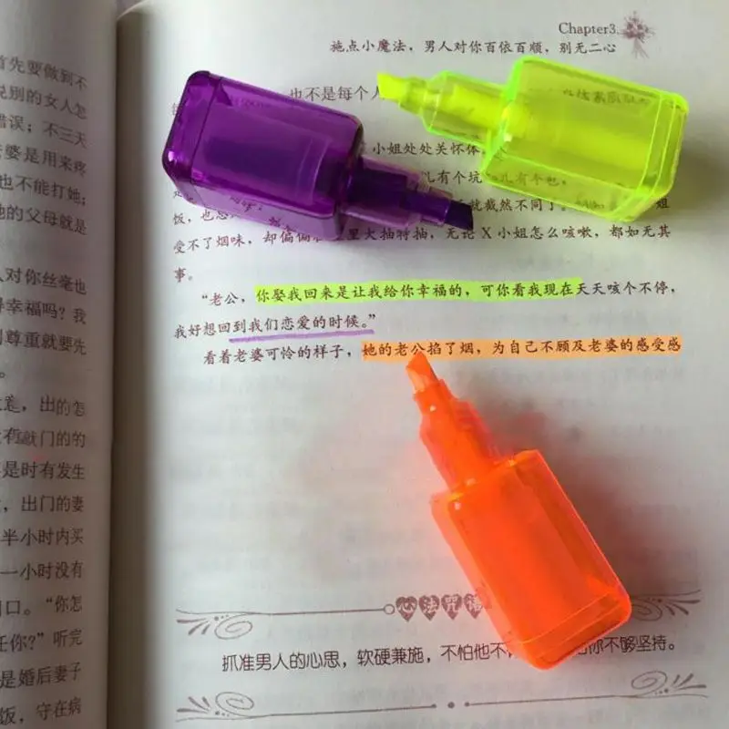 6 Color/set Nail-Polish Bottle Shape Highlighters Pastel Focus Marker Pen School Stationery Portable Art Drawing Fluorescent Pen