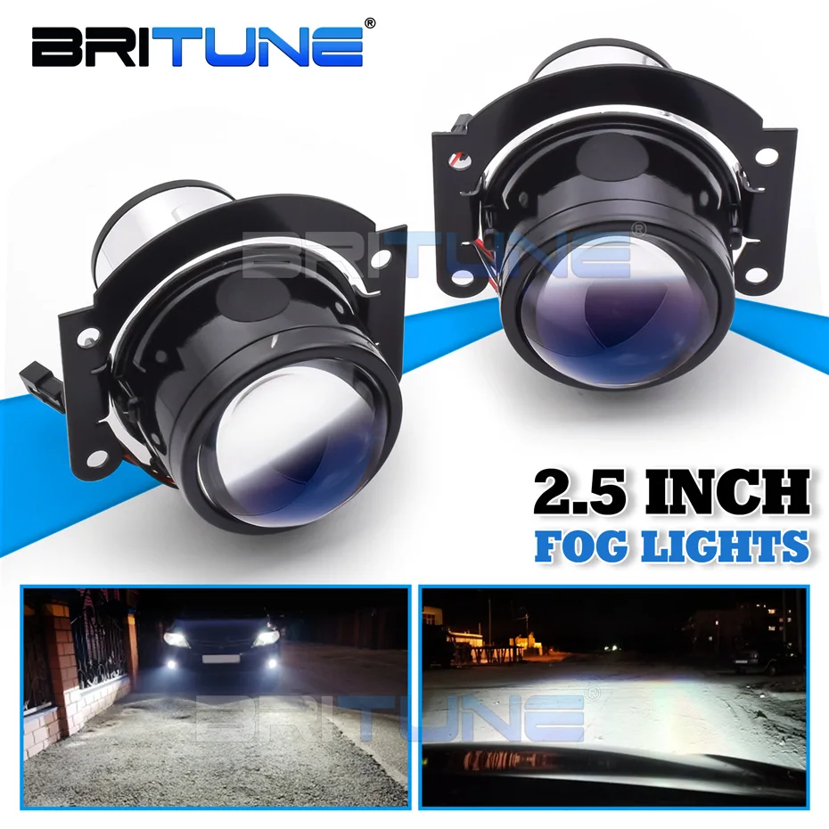 

2.5 inch Fog Lights Lenses Bi-xenon Projector Use H11 HID LED Bulbs Universal Driving Lamps Spotlight Kit Car Motorcycle Tuning