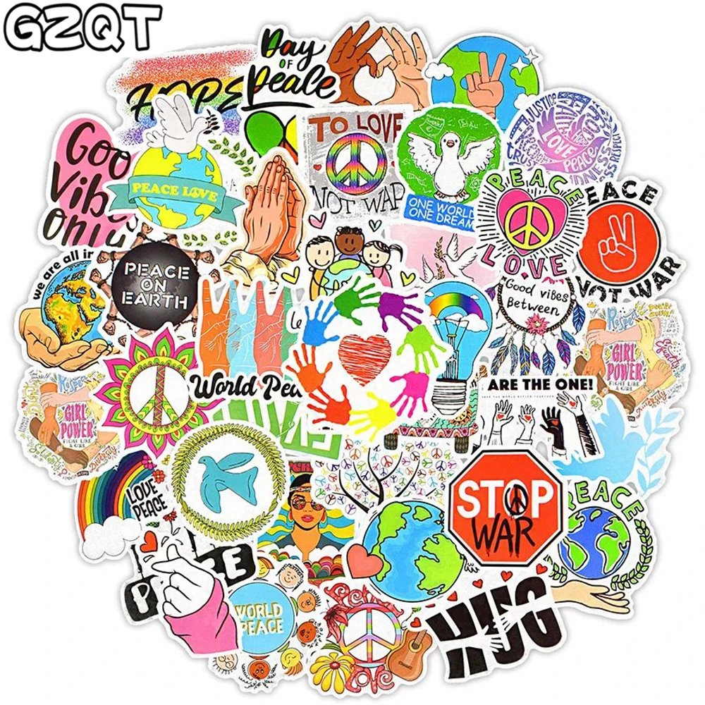 50 PCS Love and Peace Hippies Stickers Aesthetic Cute Sticker for Laptop Phone Suitcase Water Bottle Fridge Bike Moto Car Decals fridge freezer carbon activateds water filter fit for fpbs2777r0 fpbc2277rf eptwfu01c 4562222 012505454226 new dropship