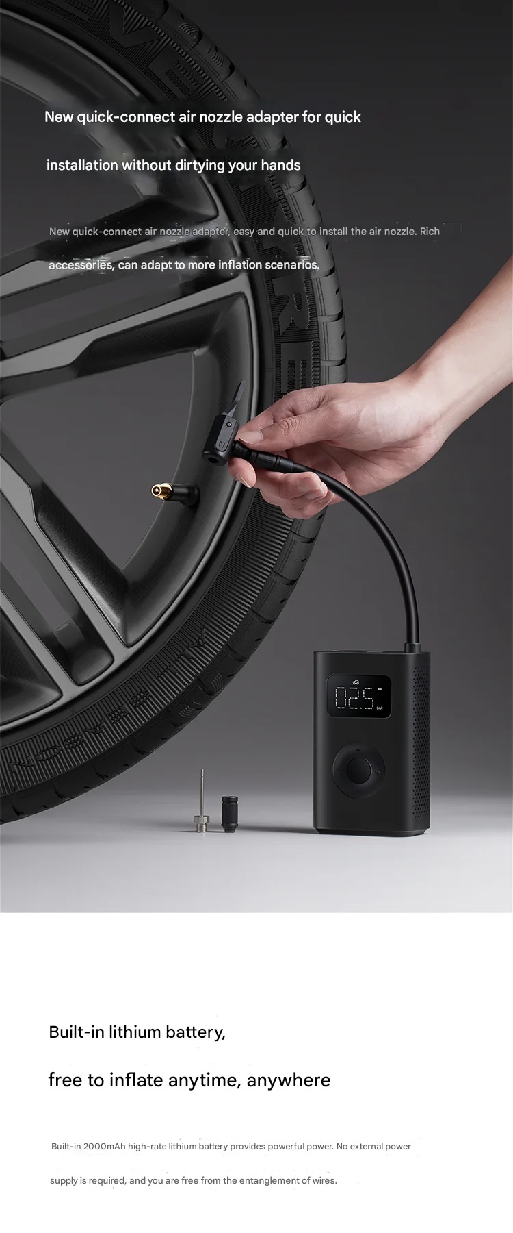 xiaomi 電動空気入れ インフレータブル2 エアコンプレッサー エアポンプ Xiaomi 電動空気入れ 2 第二世代 携帯ポンプ 空気いれ エアー