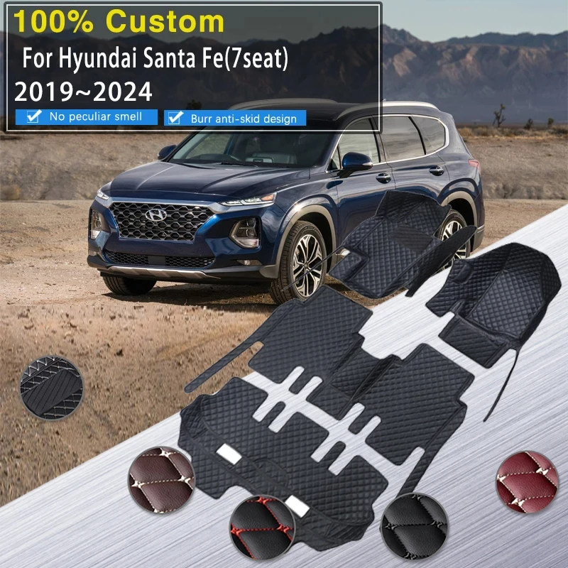 

Car Floor Mats For Hyundai Santa Fe TM 2019 2020 2021 2022 2023 2024 7seat Waterproof Pad Car Mat Carpet Tappeto Car Accessories