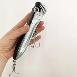 Ultimate Heavy - Duty Saltwater Topwater Lure - Realistic Popping Plug - 18.5cm 106g (Silvery)