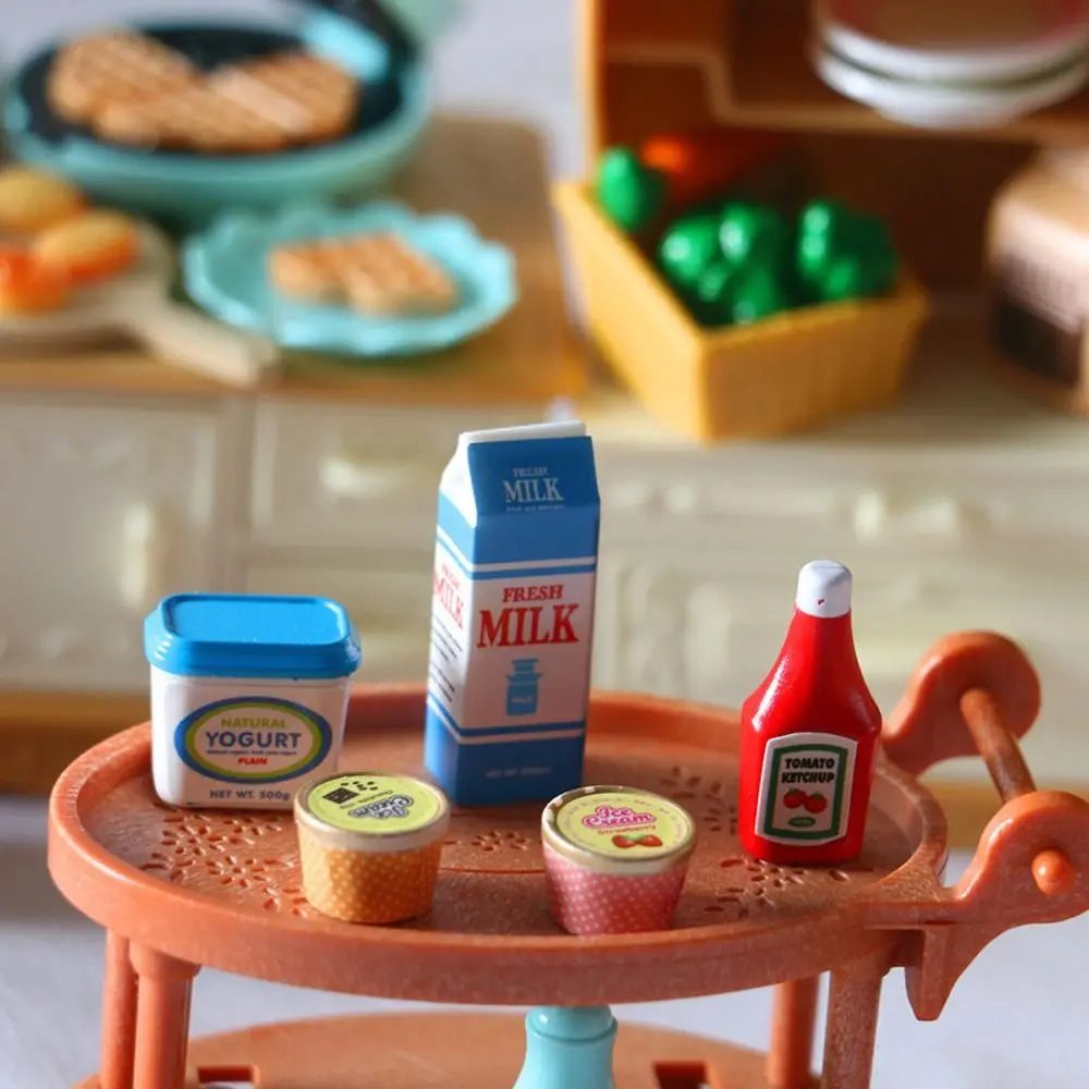 Simulation Dollhouse Tomato Sauce Decoration Pretend Play Miniature Yogurt Model Resin Mini Doll Kitchen Food Dolls House Decor