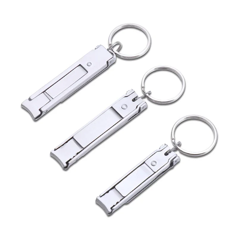 Stainless Steel Ultra-thin Foldable Hand Toe Nail Clippers Cutter with Keychain Trimmer Tool Kit Key Ring