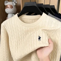 Luxe poney broderie marque de créateur pull hommes nouvelle mode unique jacquard confort Paul décontracté tricoté col rond pull 2