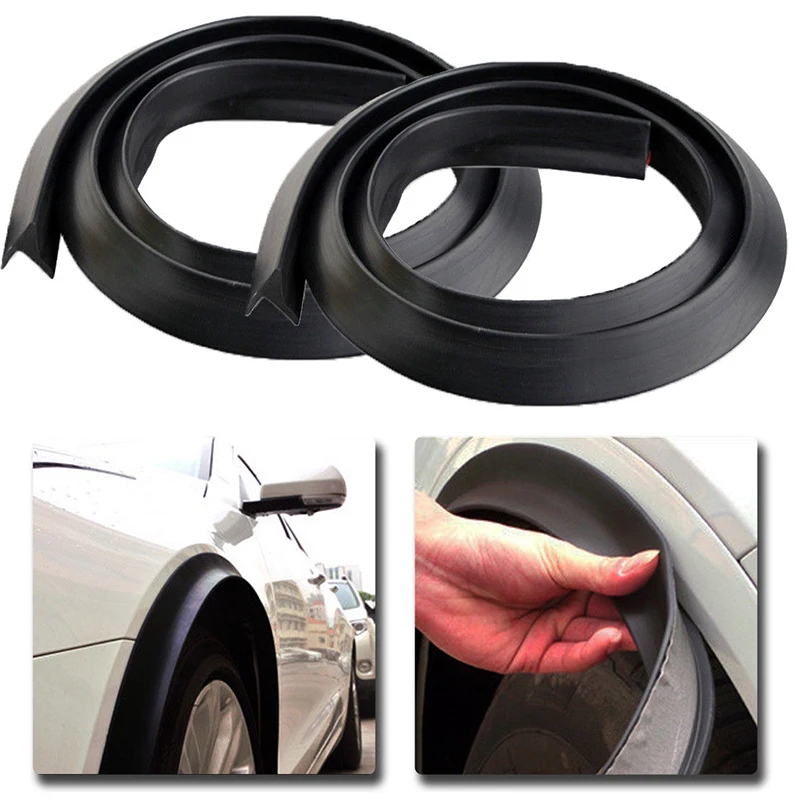 

2Pcs 1.5m Wheel Eyebrow Strip Black Car Wheel Fender Extension Moulding Flares Trim Strip Edge Wheel Tire Protection