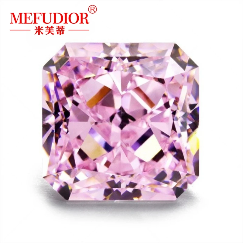 

Pink Color Squre cut corner High Carbon Diamond 3EX Cut 5*5mm-12*12mm Simulation Diamond Loose Stone