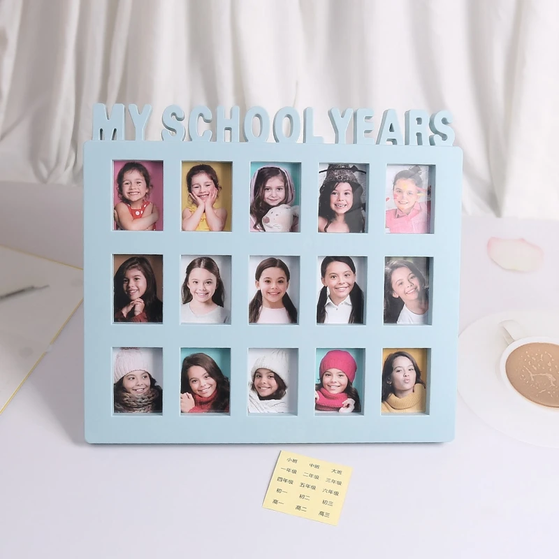 

School Years Photo Moment Student Keepsake Frame Children Campus Grade Record 15 Pictures Display Collage Frame Kids Growing Mem