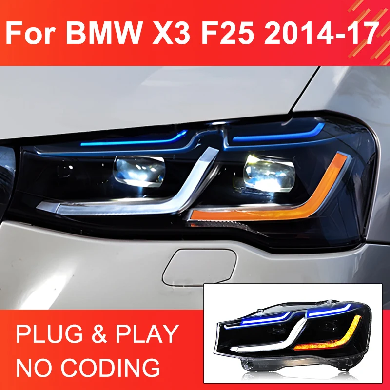 1PairLEDHeadlightAssemblyForBMWX3F2520142017X4F26