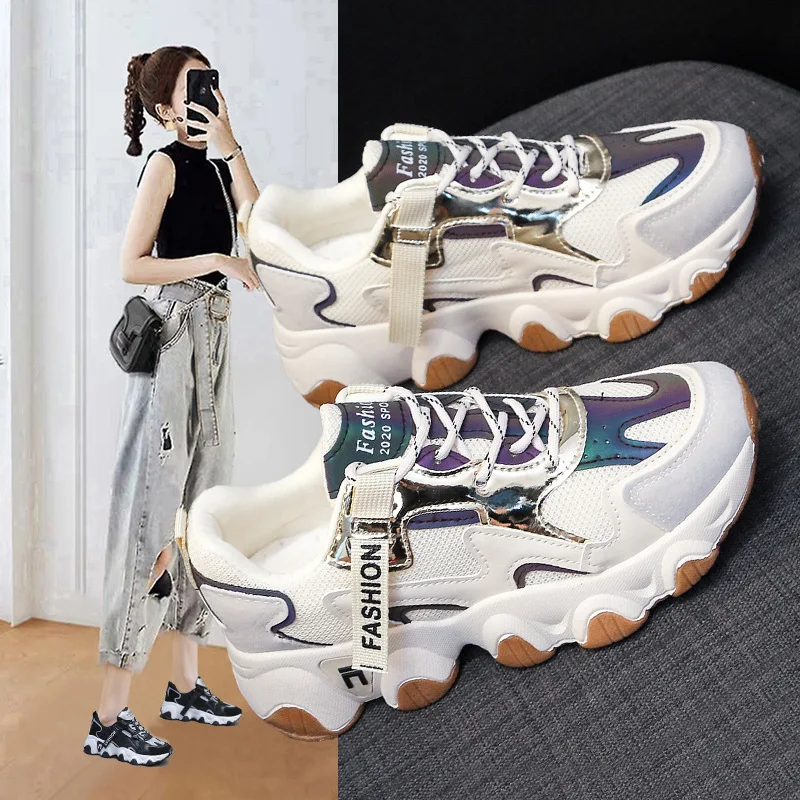 

Women's Sneakers 2023 New Fashion Breathable Trainers Comfortable Sneakers Women Mesh Fabric Lace Up Female Footwear Women Shoes