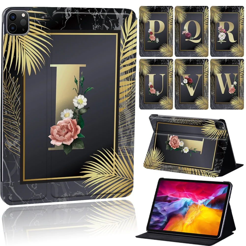 

For IPad Pro 9.7"/IPad Pro 11 2018/2020/2021/Apple IPad Pro 10.5" Leather Golden 26 Letter Pattern Protective Stand Tablets Case