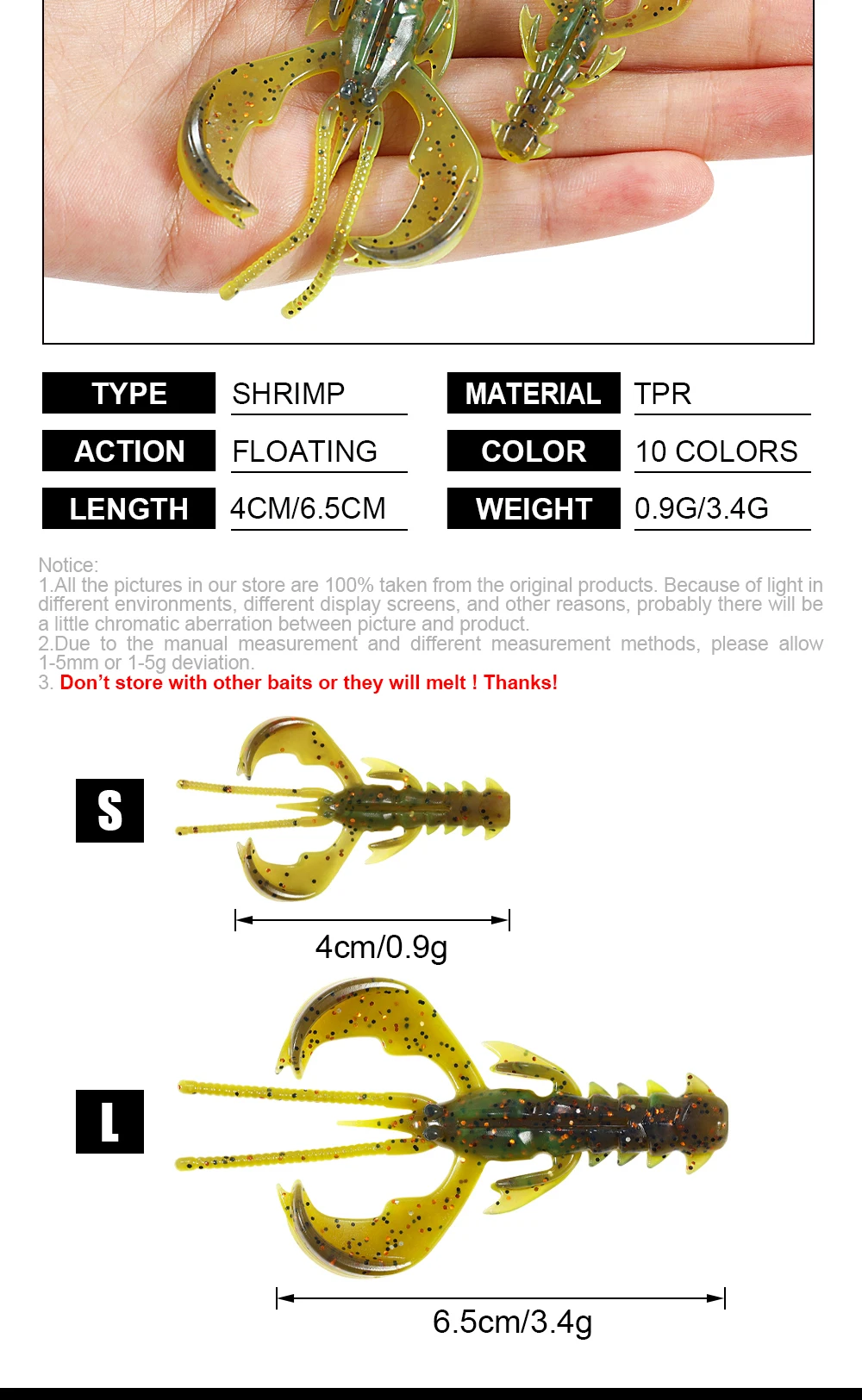 Spinpoler Agile Shrimp Soft Bait Angelköder TPR Floating Salted UV Active Krebse für Weedless Rigs Jig Ned Split Drop Shot – Detail 2