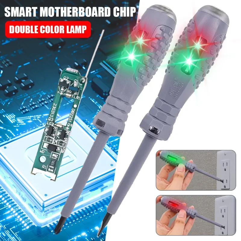

New High Torque Dual Color Light Tester 220V Voltage Sensing Power Tester Screwdriver Red/green Indicator Electrician Test Tool