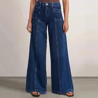 "Women’s Deep Blue Wide Leg Jeans - Stylish Denim Trousers for Comfort and Versatility - Image 6