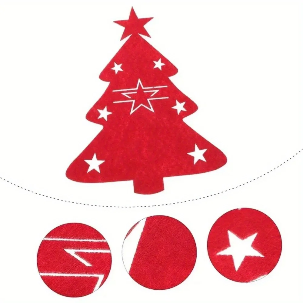 12Pcs Mixed Colors Christmas Knife and Fork Holder Elk Xmas Tree Pocket Cutlery Bag Cookware Organizer Table Decor Christmas