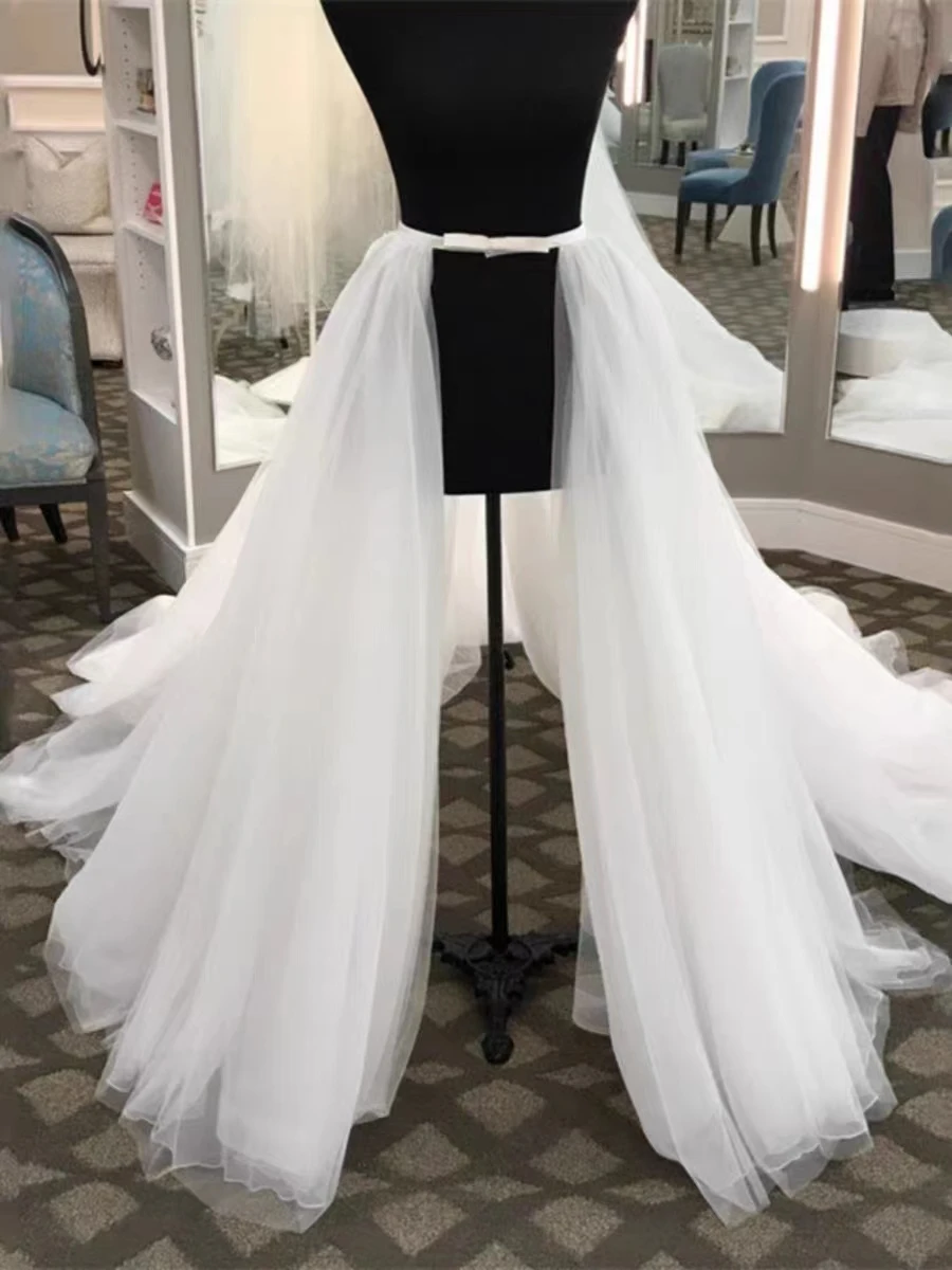 Tulle Detachable Train Wedding Removable Skirt For Dresses Luxury Bridal Overskirt Bow wedding dresses