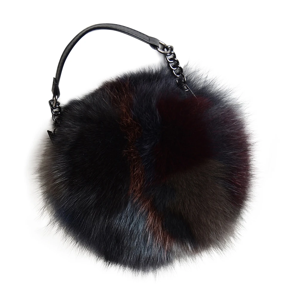 

Fox Fur Round Bag Female Fox Fur Bag Autumn and Winter Plush Hand-Held Fur Bag