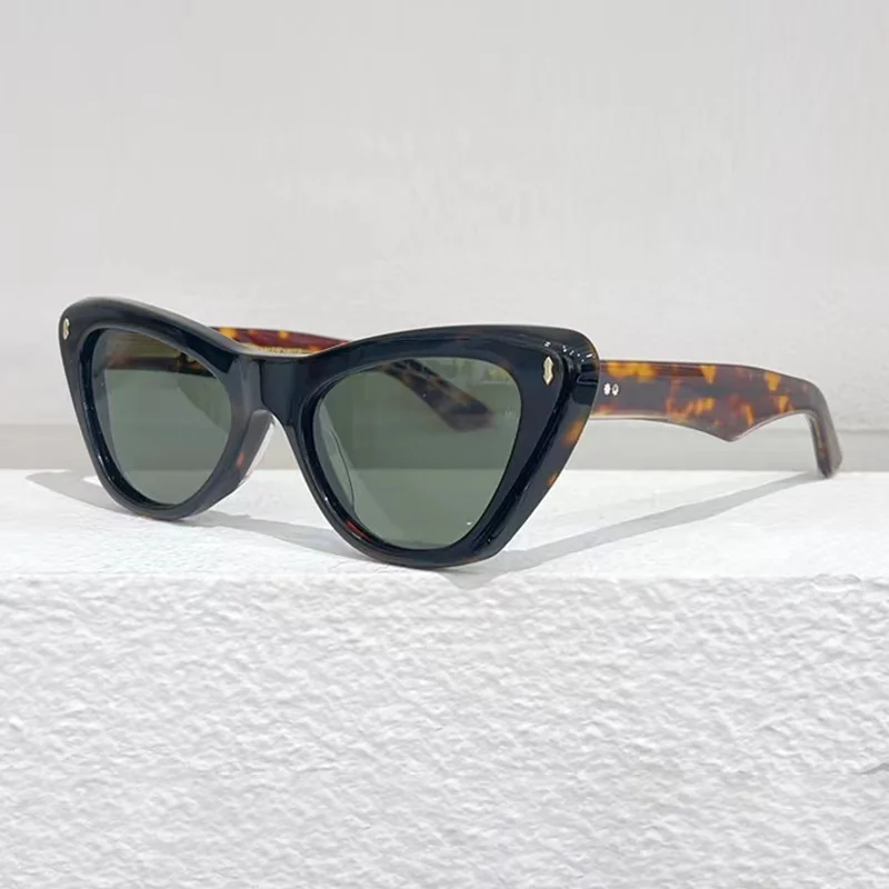 Jacques KELLYI 시리즈 라이트 럭셔리 앰버 브라운 컬러 선글라스, 고양이 눈 디자인, 여성용 수제 8.0mm 아세테이트 태양광 안경
