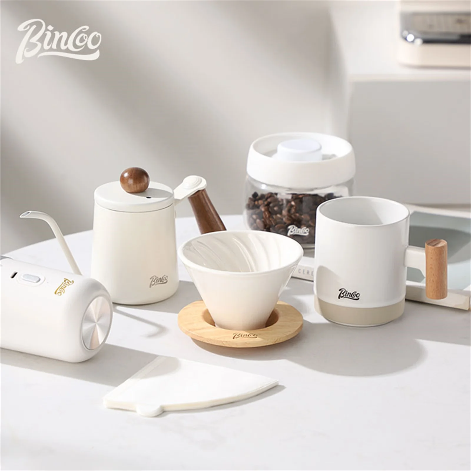 بينكو طقم قهوة سيراميك مرشح قابل لإعادة الاستخدام