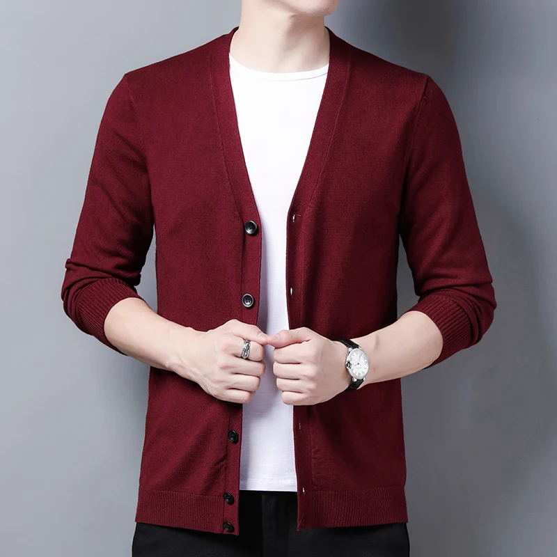 thumbnail image 1 of Suéter de cuello en V de tendencia cálida informal para hombre de punto de primavera y otoño, 1 of 5