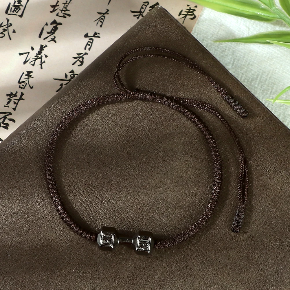 Charm Dumbbell Strand Bracelets | Handmade Braid Knot Adjustable Bracelets | Barbell Fitness Energy Jewelry | Couple Gifts
