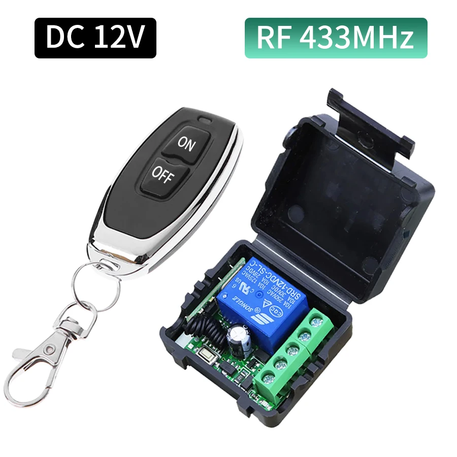 DC12V 10A รีเลย์ตัวรับสัญญาณ RF 433 Mhz รีโมทคอนโทรล 1CH โมดูล 2CH เครื่องส่งสัญญาณสําหรับ LED โรงรถประตู 1