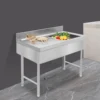 Freestanding Rectangular Silver Stainless Steel Sink Commercial Outdoor Sink for Homes/Restaurants 1