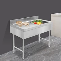 Freestanding Rectangular Silver Stainless Steel Sink Commercial Outdoor Sink for Homes/Restaurants 1