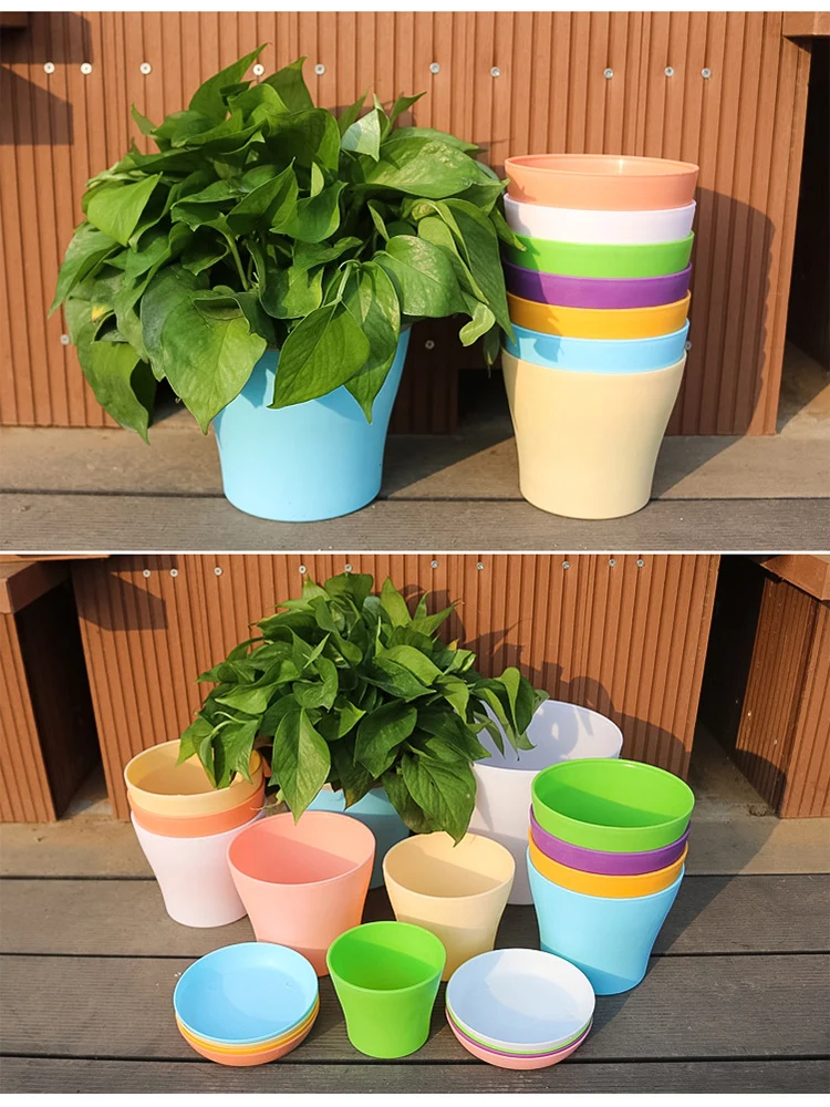 5 stücke Mini Blumentopf Mit Tablett Verdickt Harz Kunststoff Belüftung Balkon Desktop Dekoration Grün Sukkulenten Gartenarbeit TMZ_voghion.com