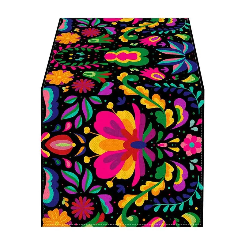 

Мексиканская модель, винтажные цветы дурмана, скатерть для стола, льняная скатерть для алтаря, красочные мексиканские украшения для праздника