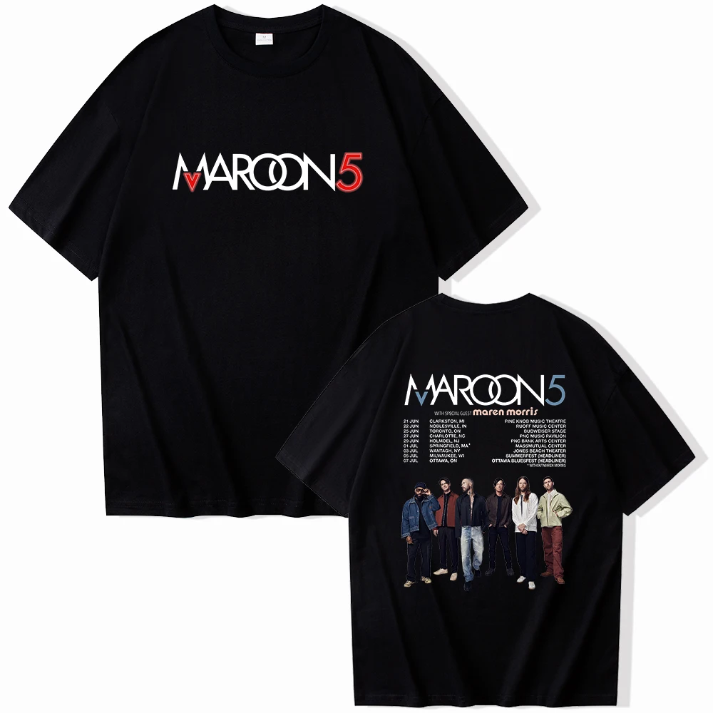 Maroon 5 Tour 2024 T-shirt O-Neck Short Sleeve Shirts Fans