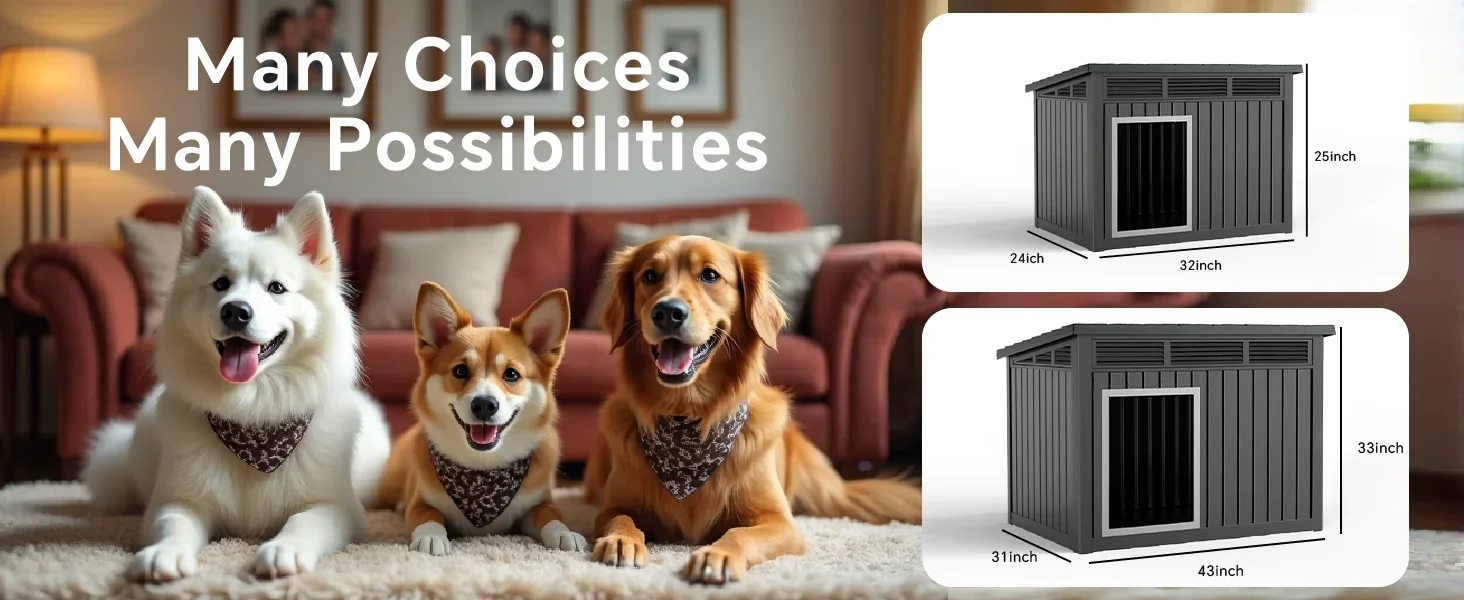 DRATO Dog House for Both Indoor and Outdoor with Weatherproof Roof Removable Floors