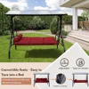 Outdoor Porch Swing with Polycarbonate Hardtop, 3 Seat Patio Swing with Convertible Backrest, 2 Side Cup Holder, Cushion 4