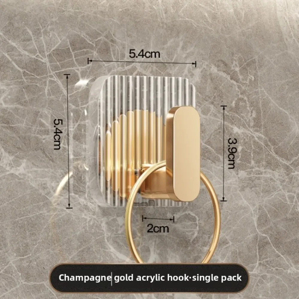 Luxury Gold Square Adhesive Hook - No-Drill Heavy-Duty Wall-Mounted Towel Hanger