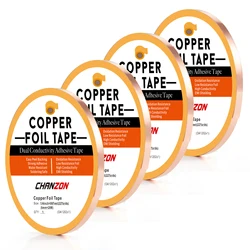 Copper Foil Tape Set - Double Sided Conductive Adhesive for Crafts, EMI Shielding, and Pest Control (6mm x 20m (4 rolls))