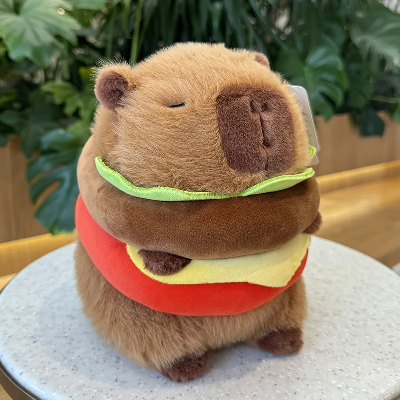 Capybara Hamburger Plush Simulation Capibara Anime Fluffty Toy Kawaii Plushie Cute Stuffed Animals Soft Doll Kids Christmas Gift