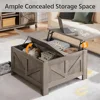 Lift Top Coffee Table, Square Farmhouse Coffee Table with Hidden Storage Compartment, Wood Center Table for Living Room, Gray 2