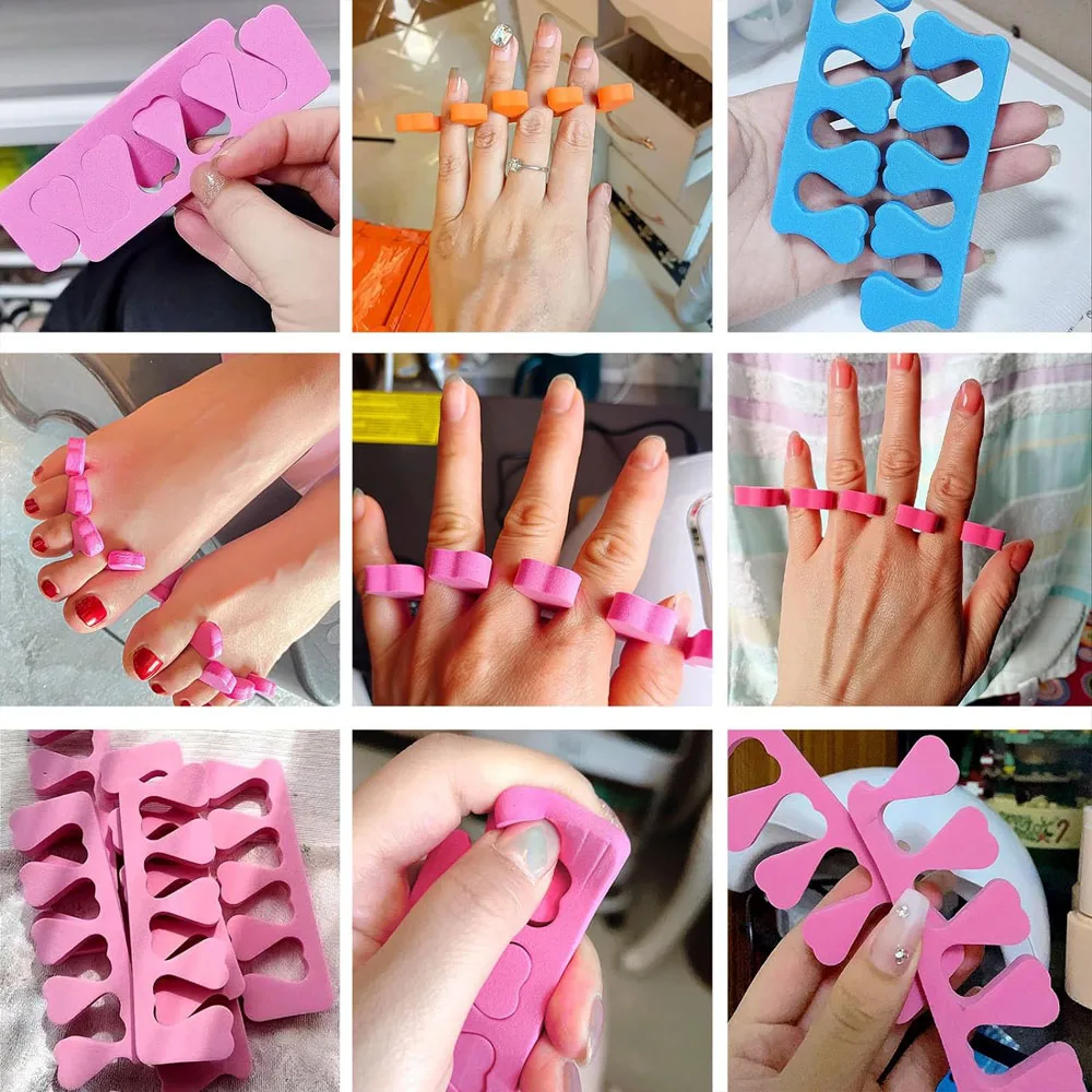 Nail Art Tools Toe Separators Toe Spreader Finger Toe Separator Pink Nail Toes Separators Fingers Soft Sponge Dividers Polish Manicure Pedicure Tools 50/100Pcs