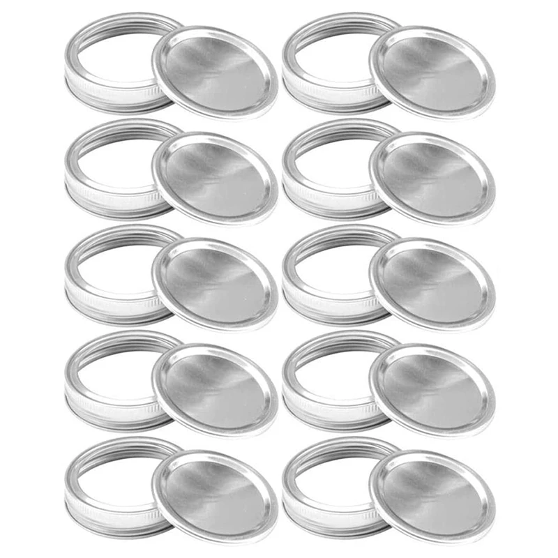 A15F-10 Pcs Canning Lids For Mason Jar Wide Mouth, Split-Type Lids Leak Proof And Secure Can Jar Caps,Silver