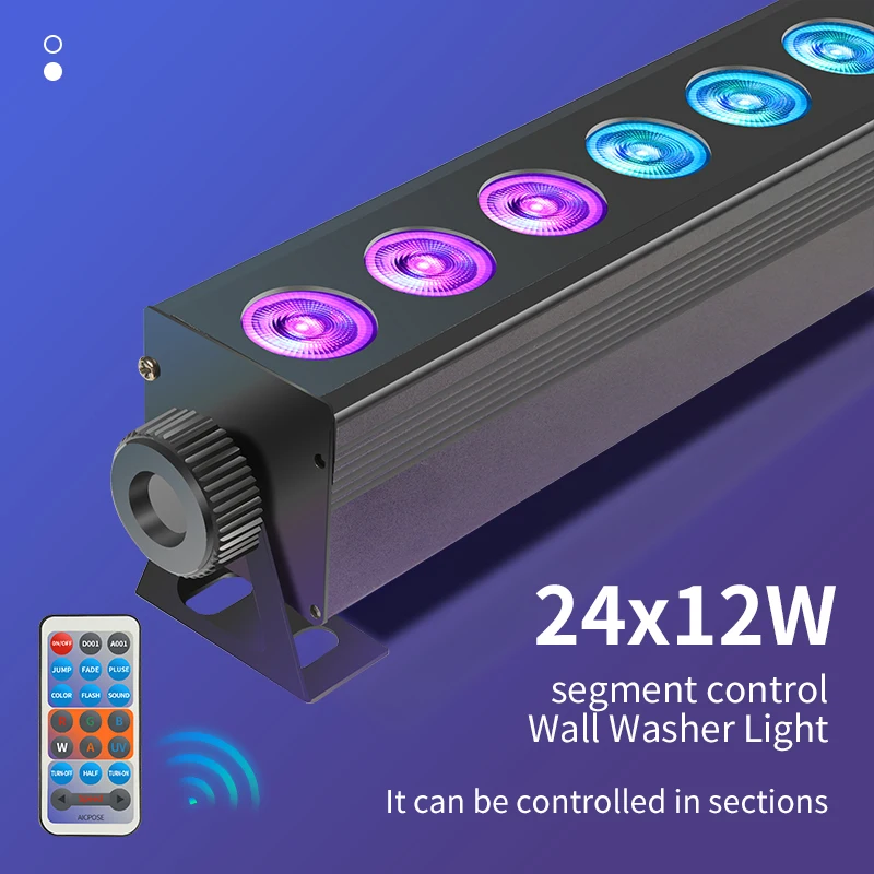 24x12w RGBW 4 in 1 LED Light Strip Silent Color Light Strip DMX512 Segment Control Professional DJ Disco Wall Light Stage Light