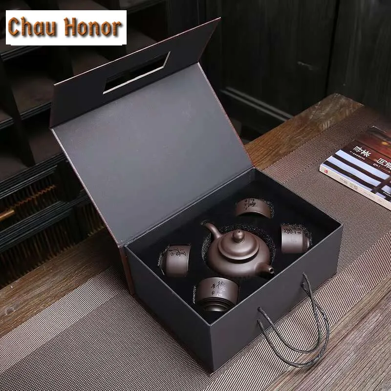 Chinese Purple Clay Tea Set Complete Set Zen Tea Ceremony Set Tea Maker Teapot and Tea Cup Set Tea Items Equipment Ornaments