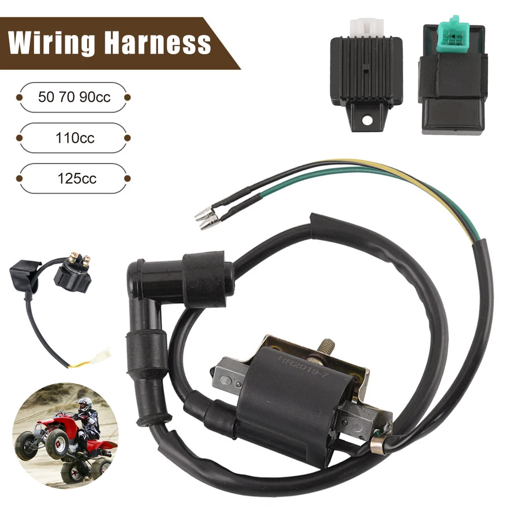 

Motorcycle Ignition with Rotor Coil 5Pin CDI Voltage Regulator 4Pin Rectifier Starting Relay for ATV Quad 50/70/90/110/125cc