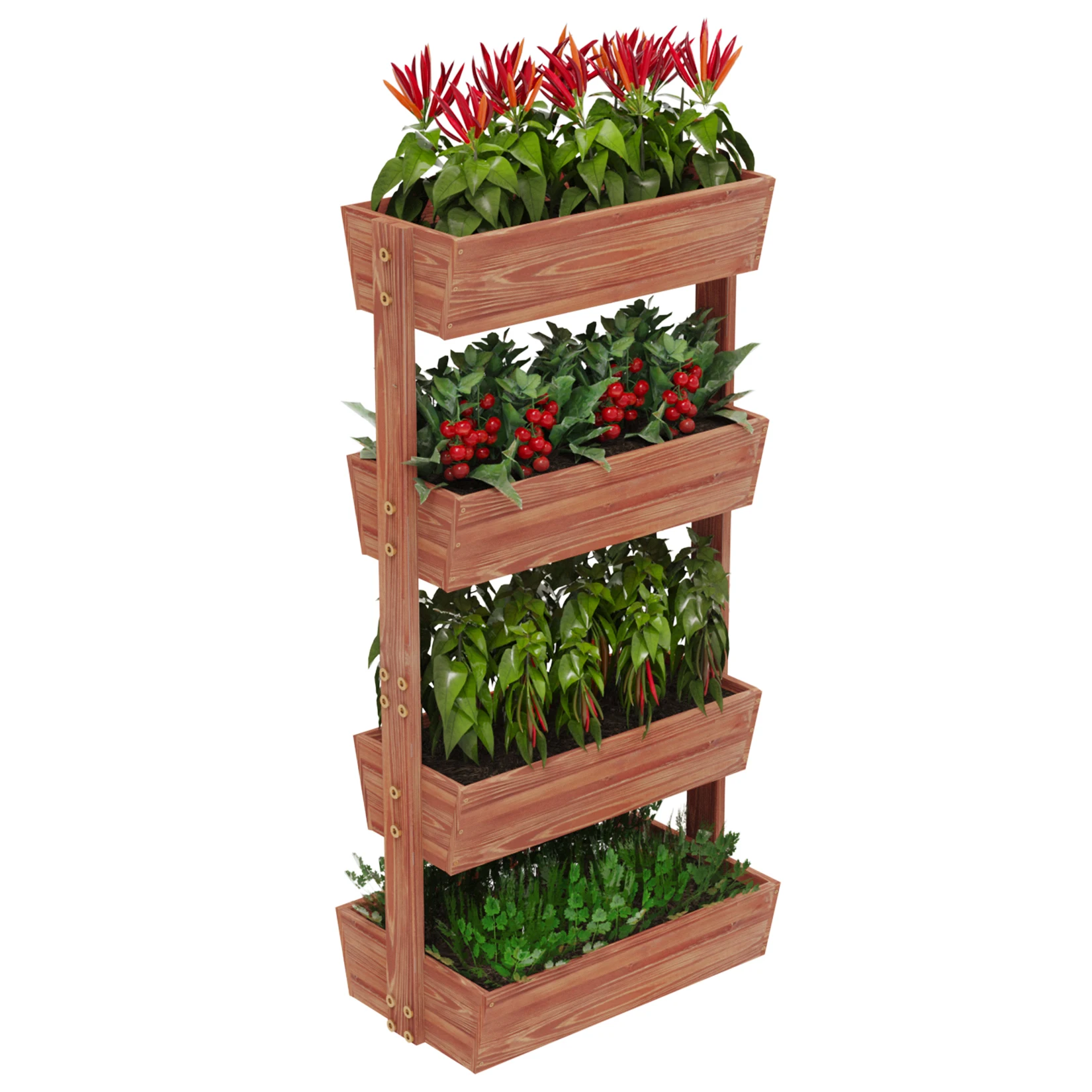 4 Tiers Wooden Garden Raised Bed Elevated Flower Vegetable Grown Planter Box